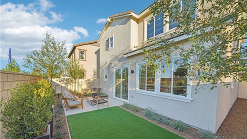 Spacious backyard with turf