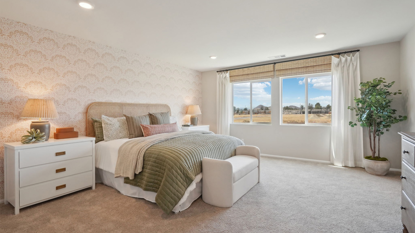 Primary bedroom with king bed