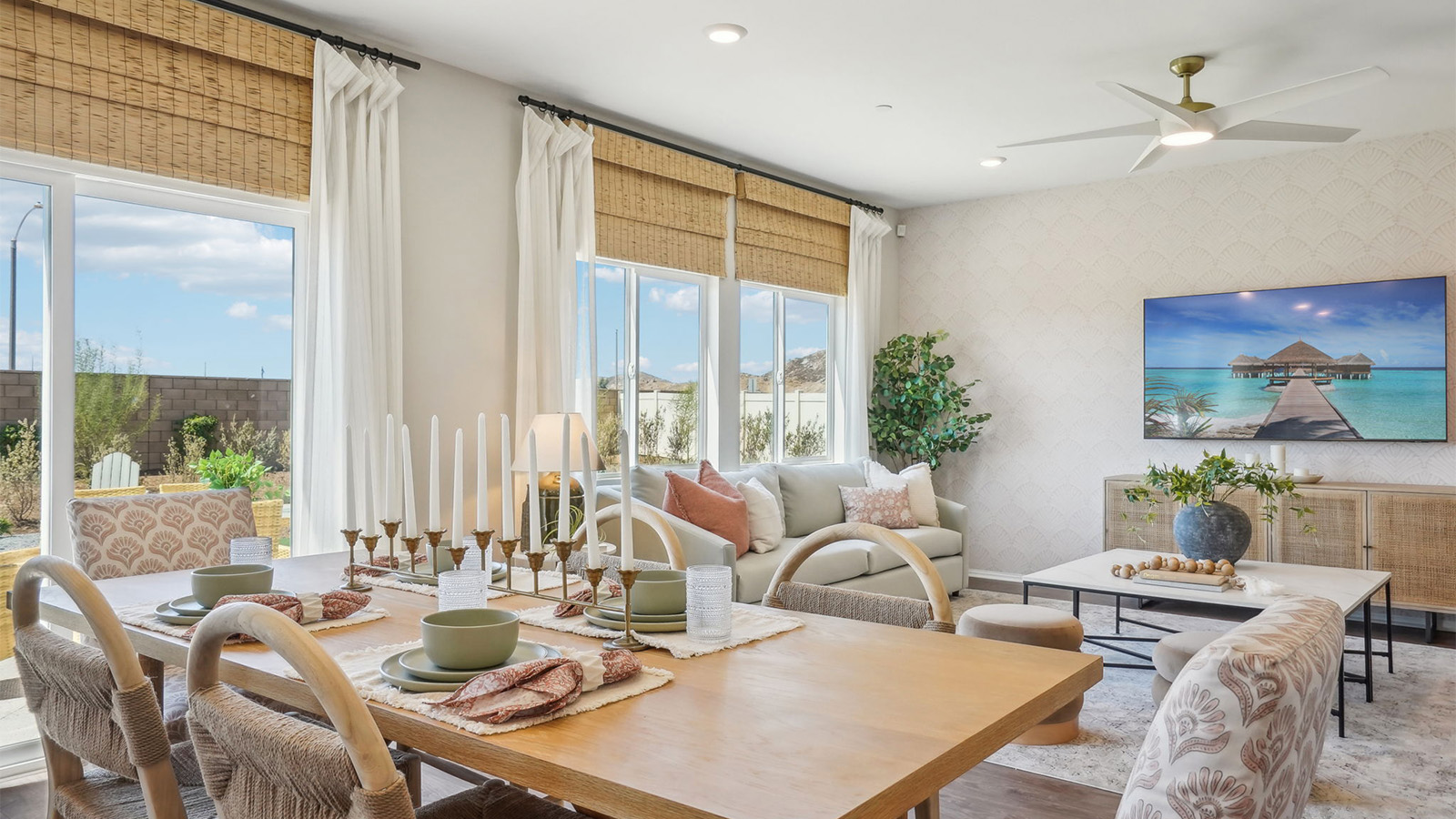 Spacious open-concept great room and dining room