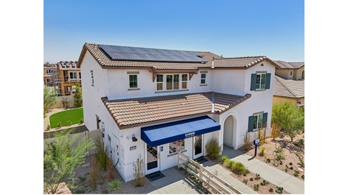 Two-story model home with two-car garage