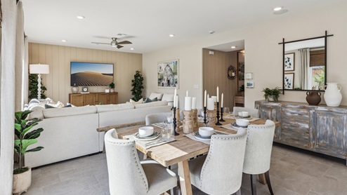 Spacious open-concept great room and dining room