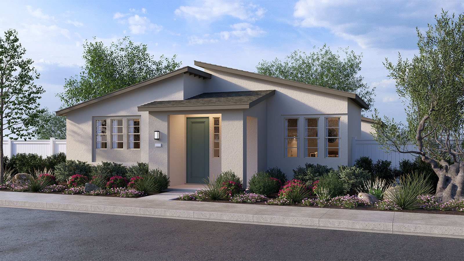 One-story Contemporary home with two-car garage