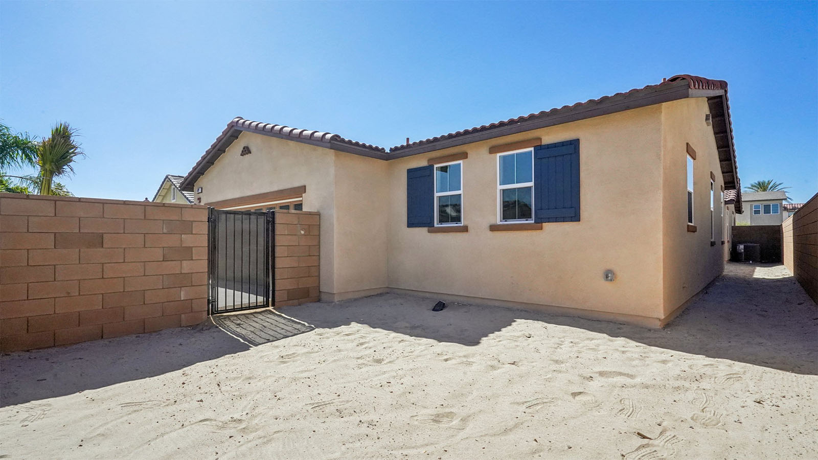 Rear yard of single story home
