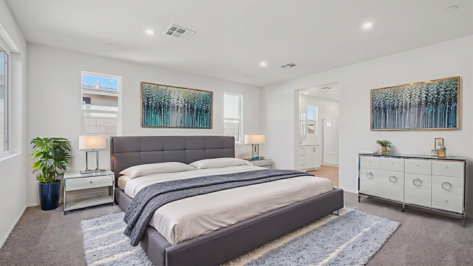 Primary bedroom with king bed