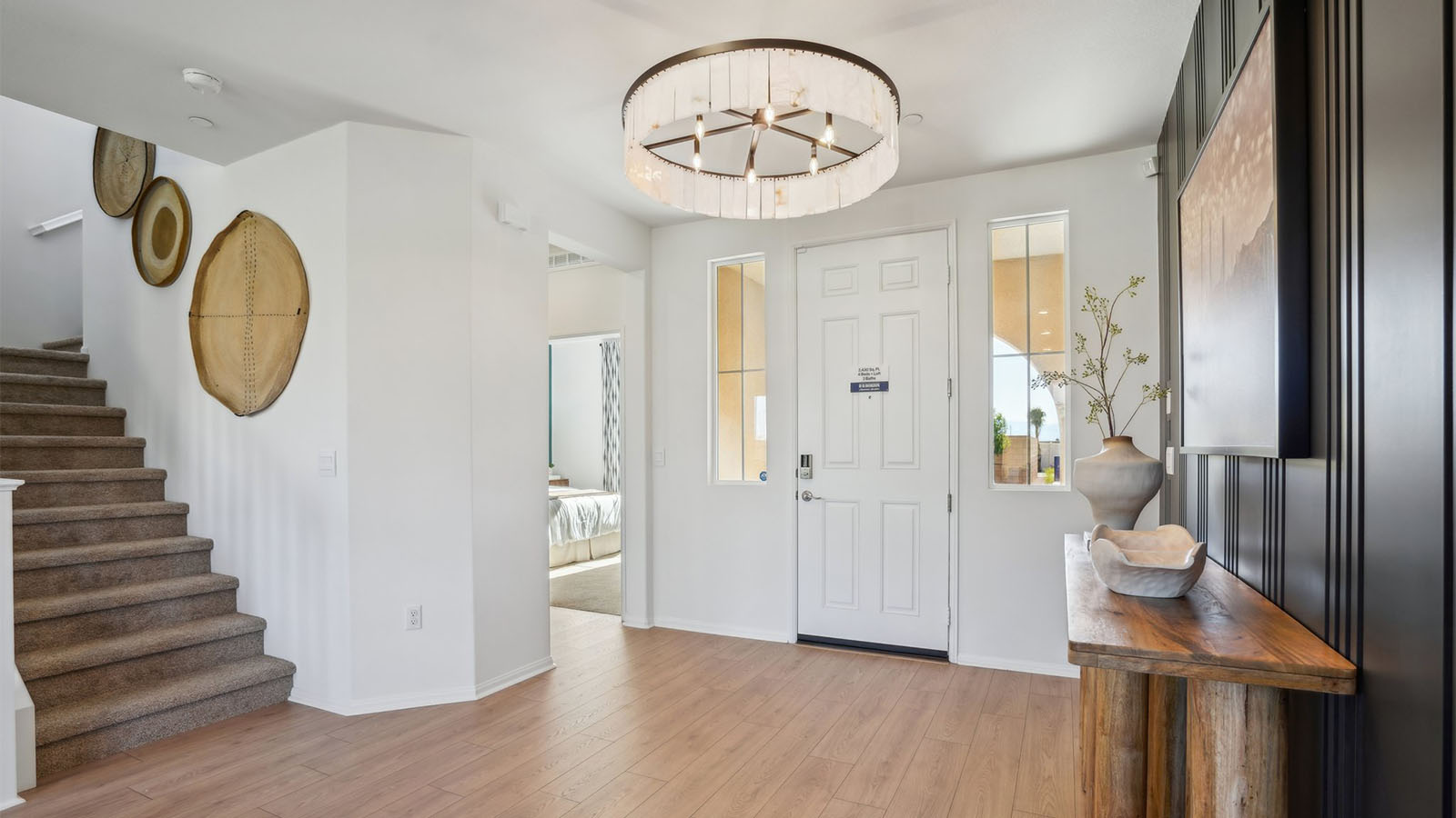 Oversized entry with chandelier