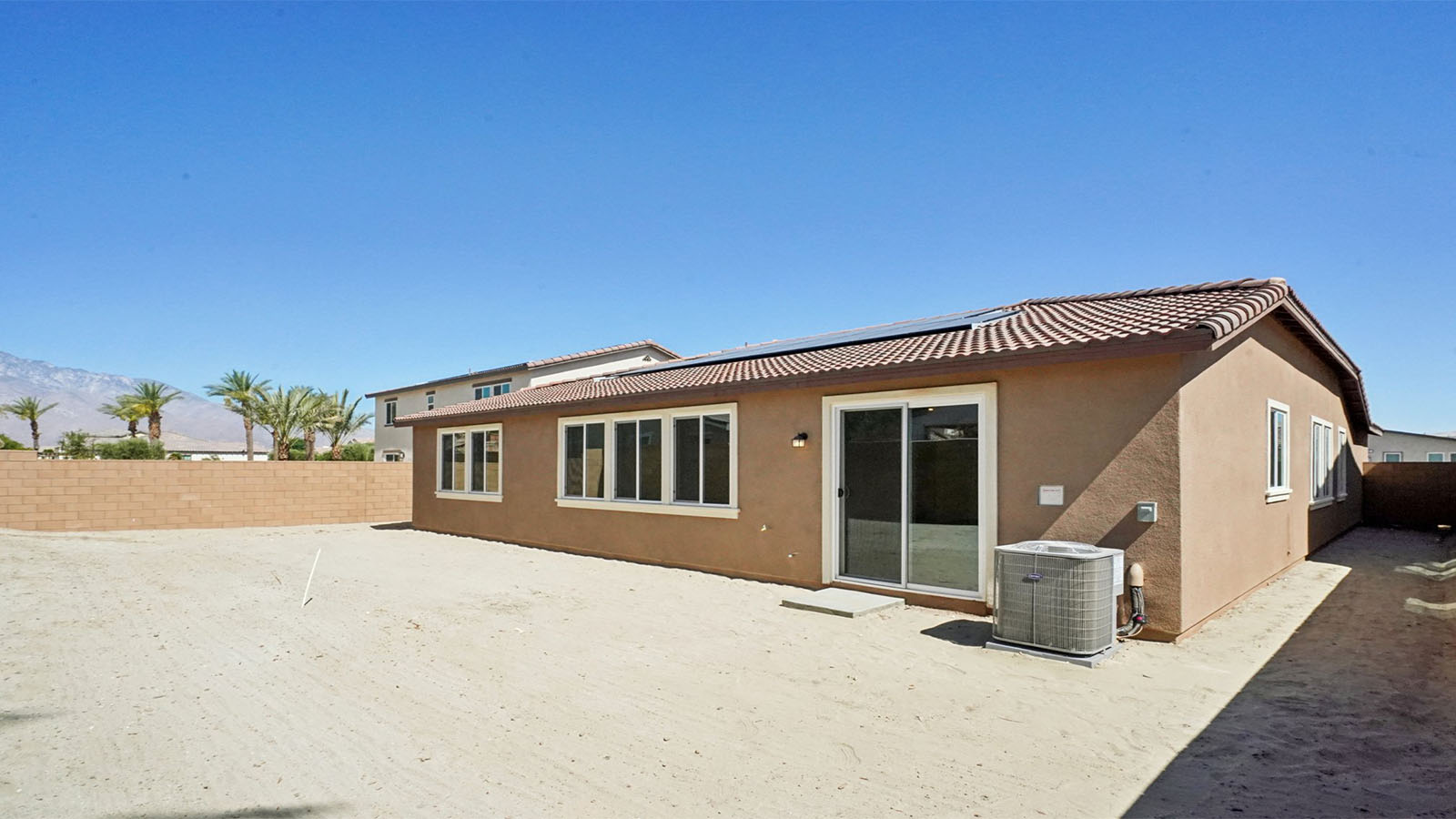 Spacious rear yard, single story home
