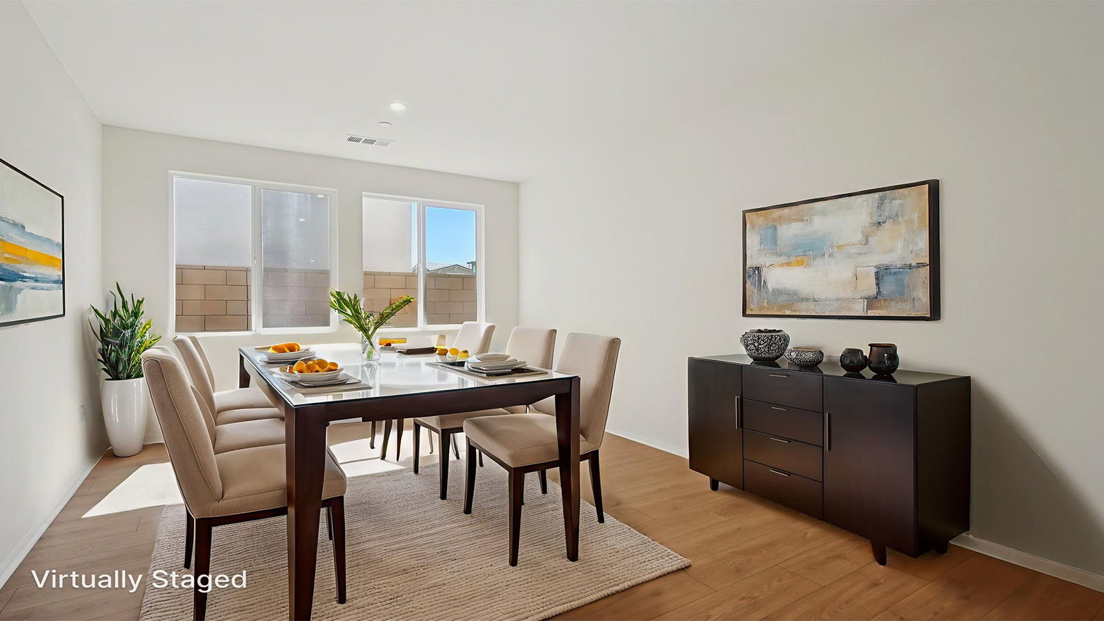 Dining room with laminate flooring