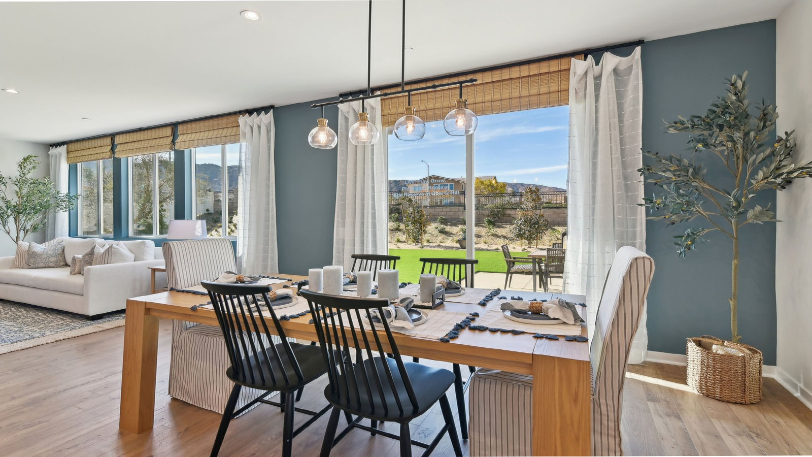 Dining area with slider leading to rear yard