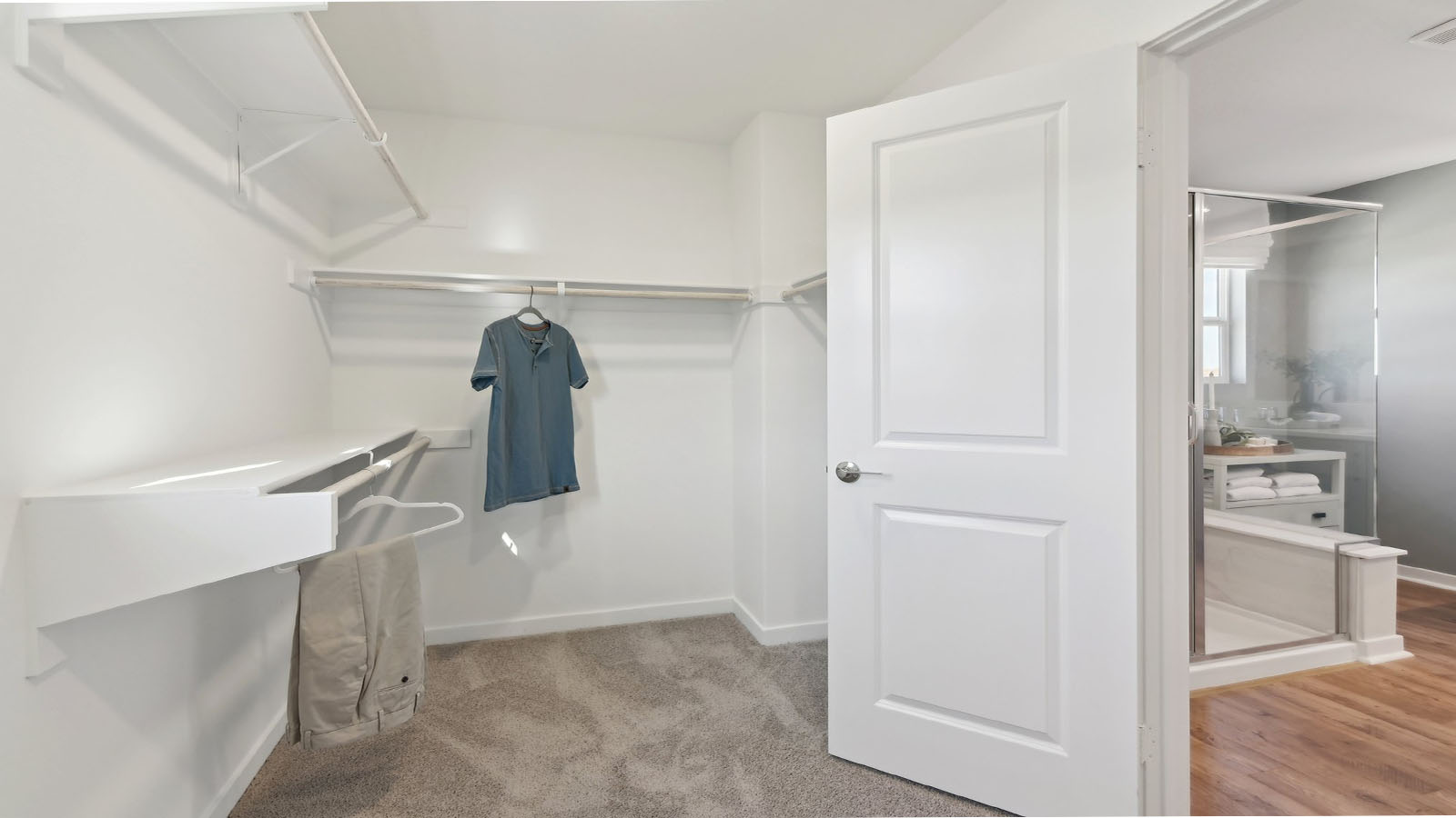 Primary bedroom walk-in closet