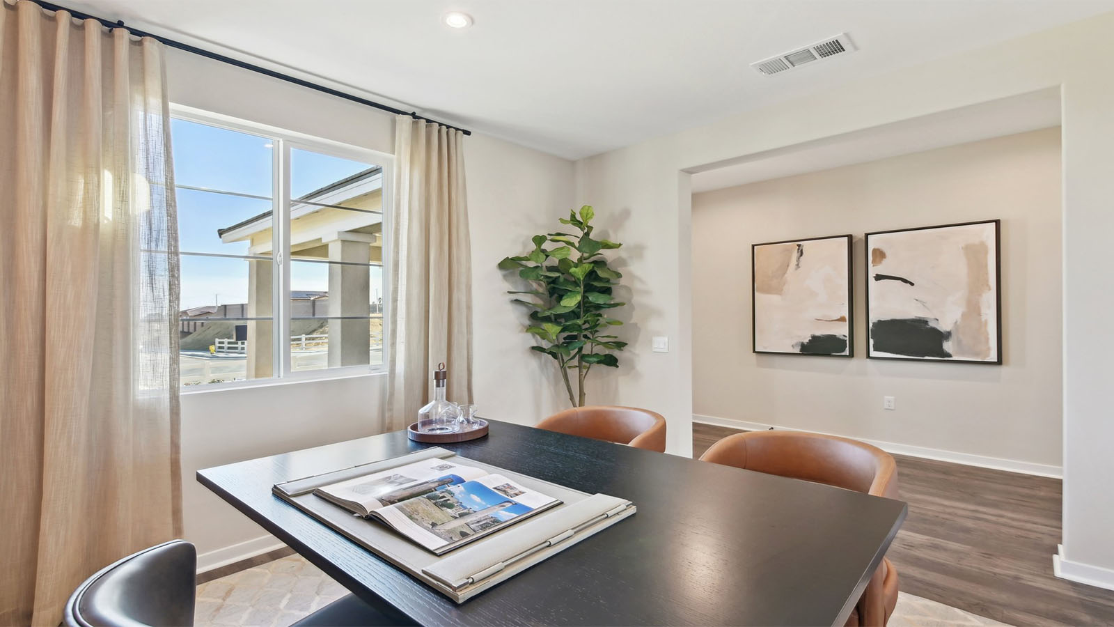 Home office with built-in cabinetry