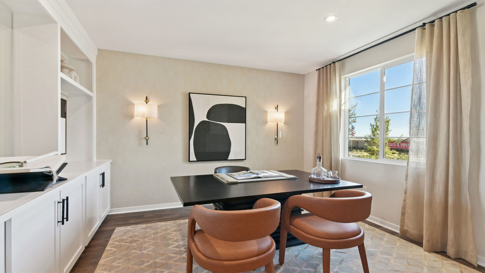 Home office with built-in cabinetry