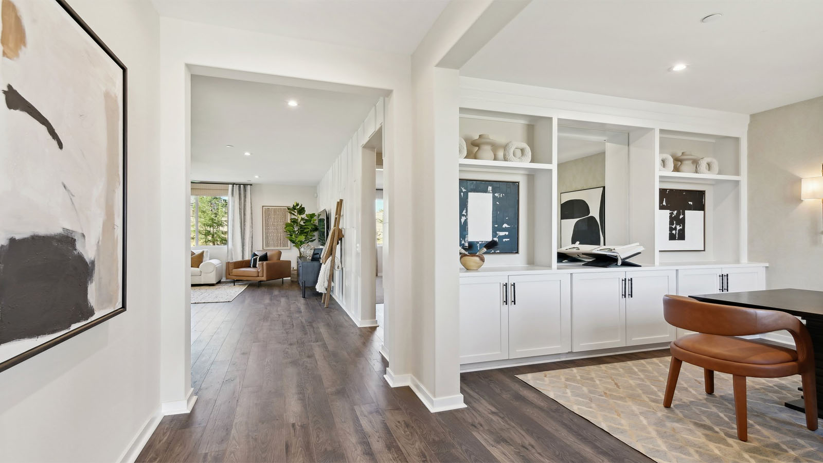 Home office with built-in cabinetry