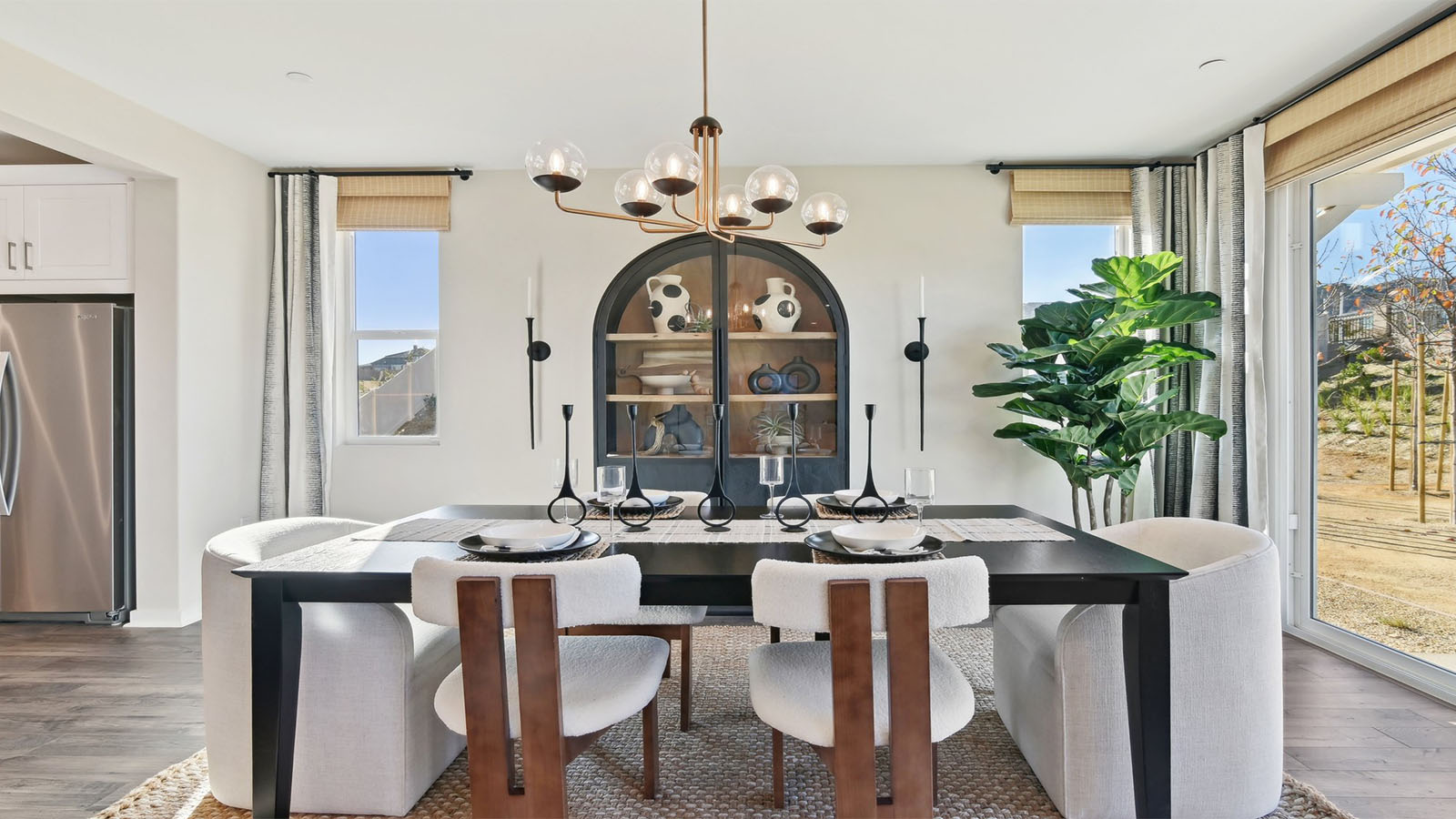 Dining area with slider leading to rear yard
