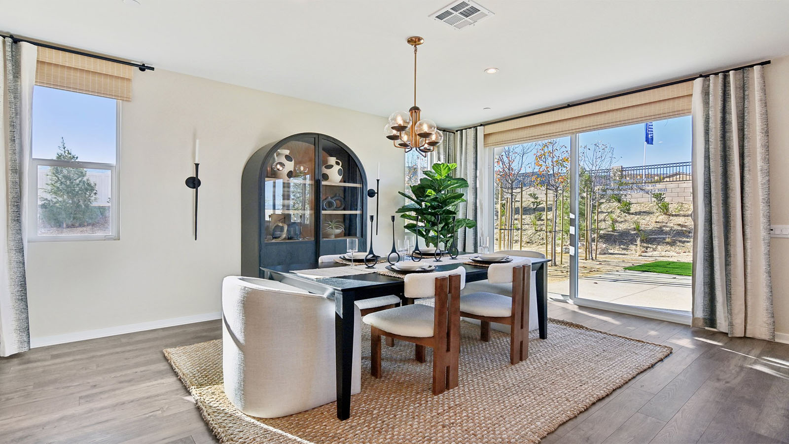 Dining area with slider leading to rear yard