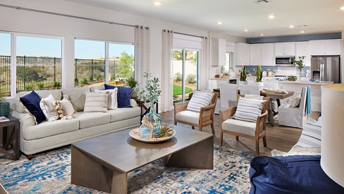 modern open-concept living and dining area