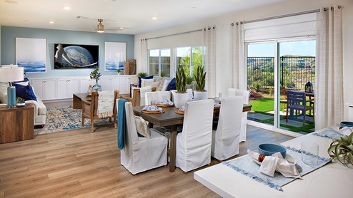 modern open-concept living and dining area