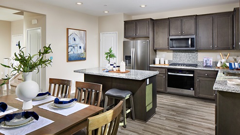 modern open-concept kitchen and dining area
