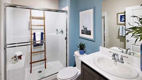 Bathroom with shower and sink