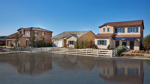 Single and two-story model home exteriors
