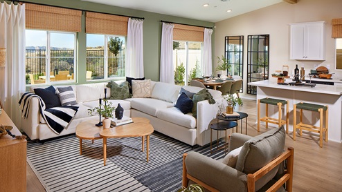 modern open-concept living and dining area