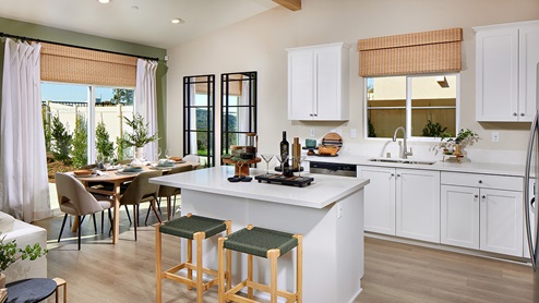 modern open-concept kitchen and dining area