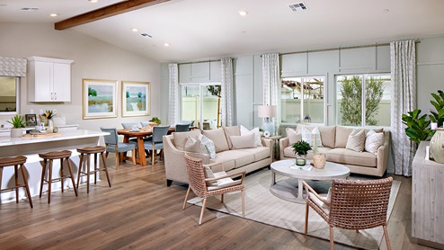 Modern open-concept great and dining room