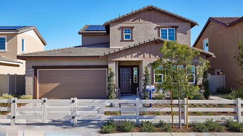 Two-story model home with two-car garage