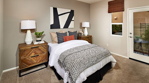 Multi-gen suite bedroom with plush carpet