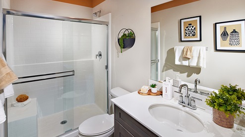 Multi-gen suite bathroom with shower and tub