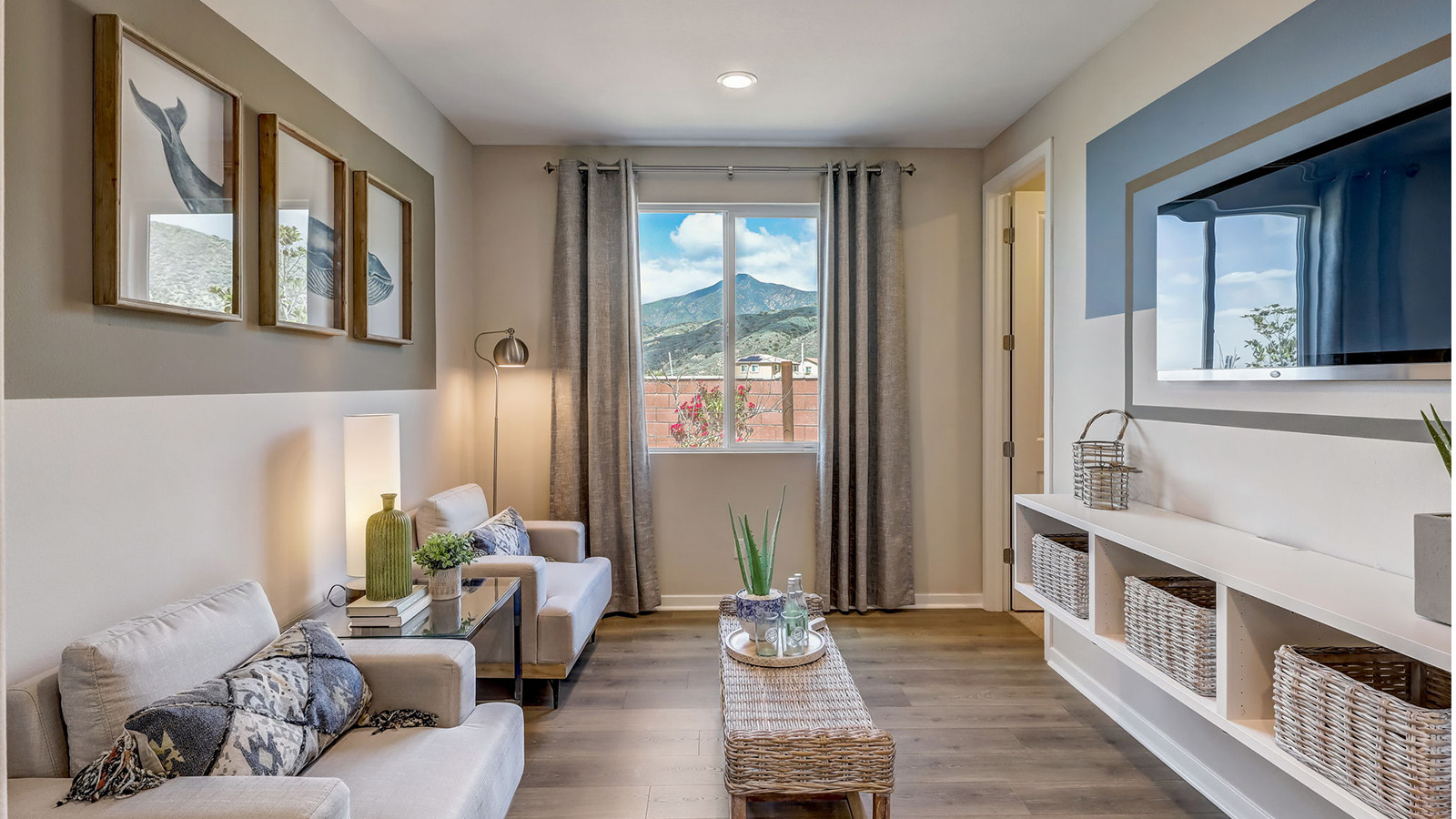 Den with walk-in storage area