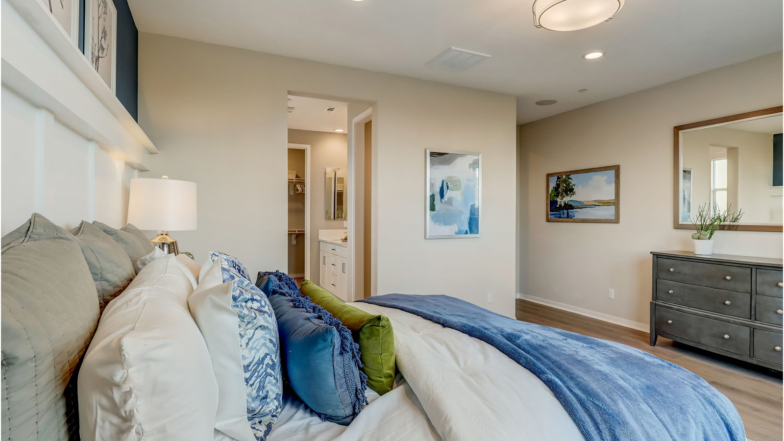 Fully furnished primary bedroom