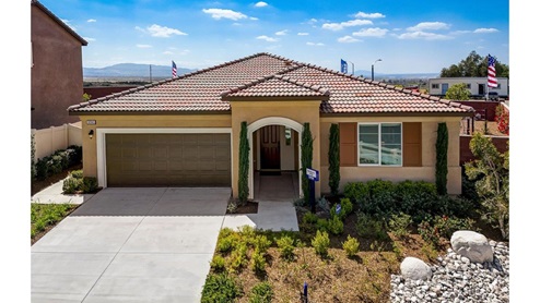 One-story Tuscan model home with two-car garage