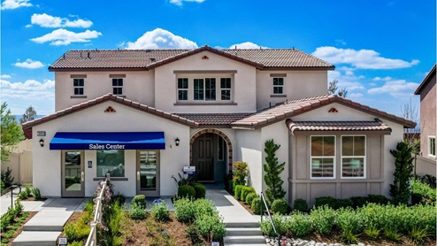 Two-story model home with two-car garage