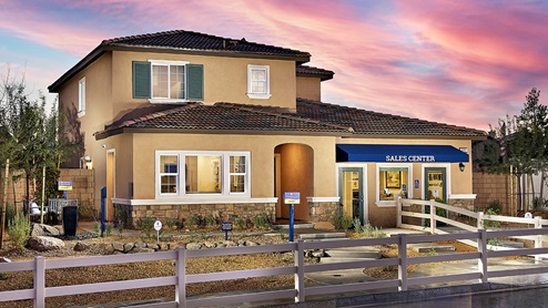 Two-story model home with two-car garage