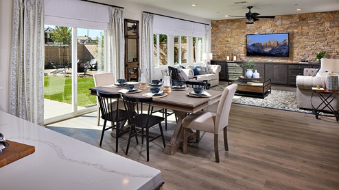Modern open-concept dining room and great room
