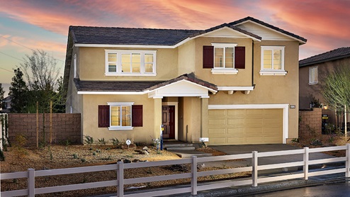 Two-story model home with two-car garage