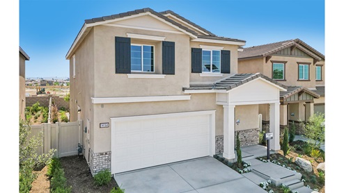 Two-story model home with two-car garage