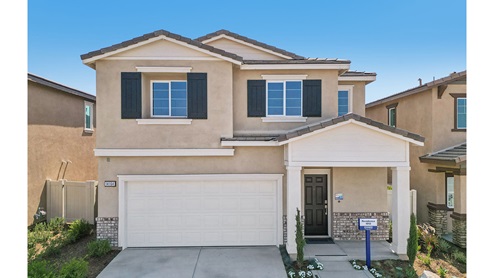 Two-story model home with two-car garage