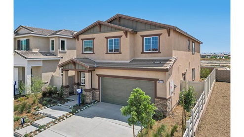 Two-story model home with two-car garage