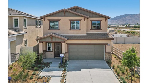 Two-story model home with two-car garage