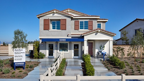 Two-story model home with two-car garage