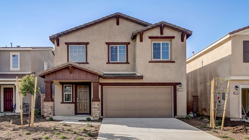 Two-story model home with two-car garage