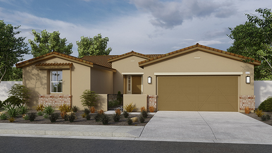 One-story Tuscan style home with 2-car garage