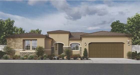 One-story Mediterranean style home with 2-car garage