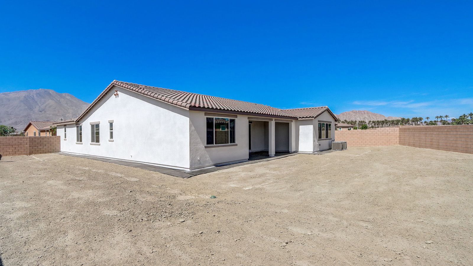 Spacious rear yard, single story home