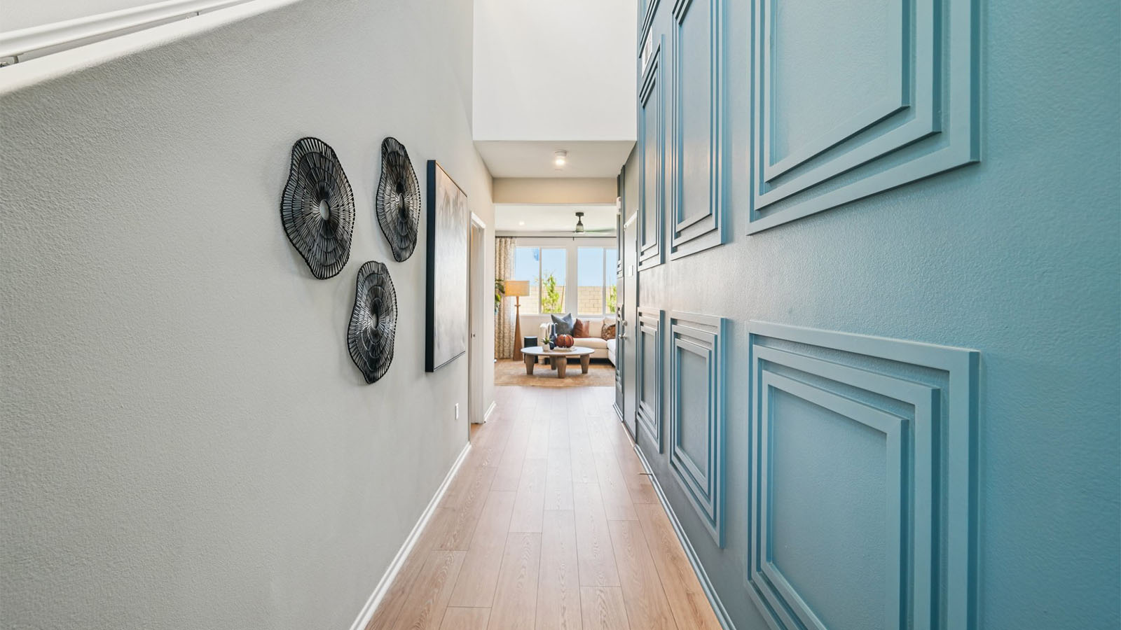 Spacious hallway leading up to stairs