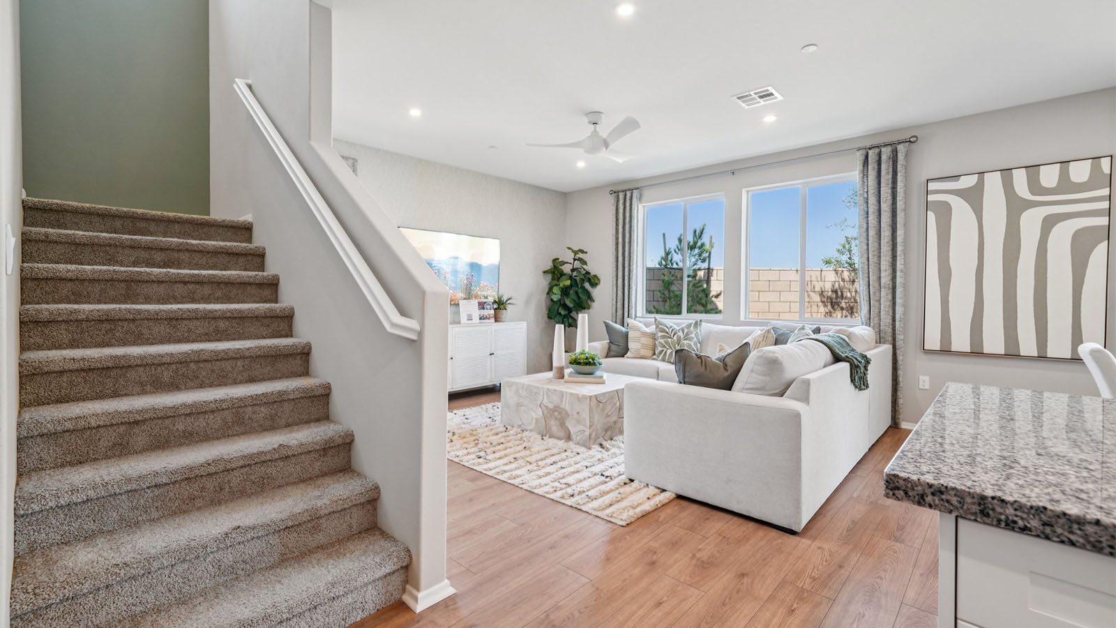 Stairway with dining room