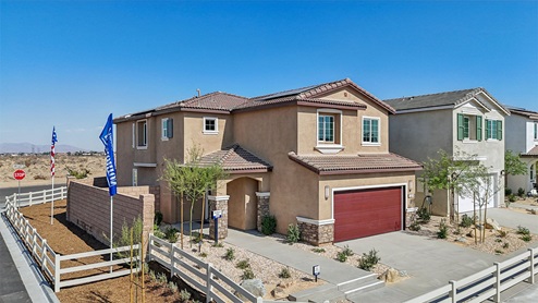 Two-story traditional home and two-car garage