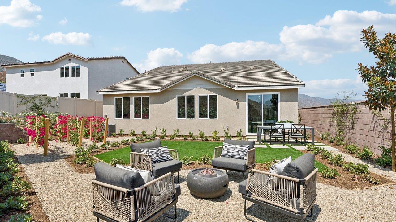 Outdoor seating in backyard