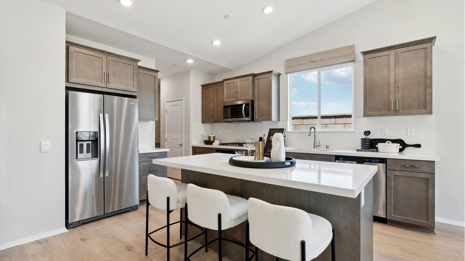 Modern kitchen with stainless-steel appliances